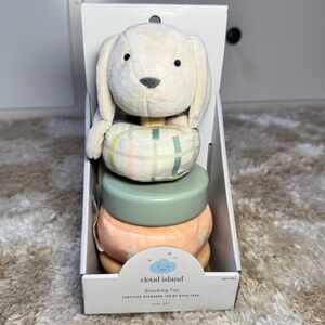 cloud island Cream, Mint & Peach Plush Stacking Bunny Toy